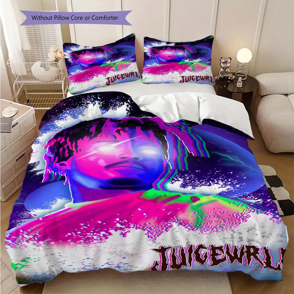 Juice Wrlds Neon Legacy Three-piece set (1 * duvet cover + 2 * pillowcase, without core) 2D Flat Bedding set Christmas birthday gift