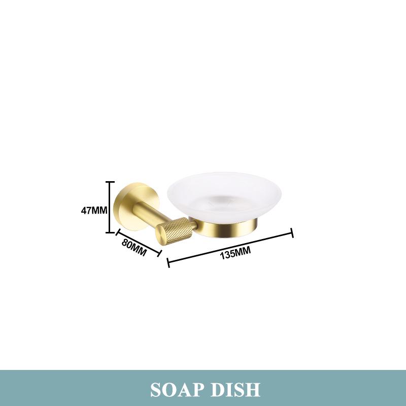 Brushed Gold 304 Stainless Steel Bathroom Set: Knurled Towel Rack, Towel Bar, Paper Holder, and Coat Hook