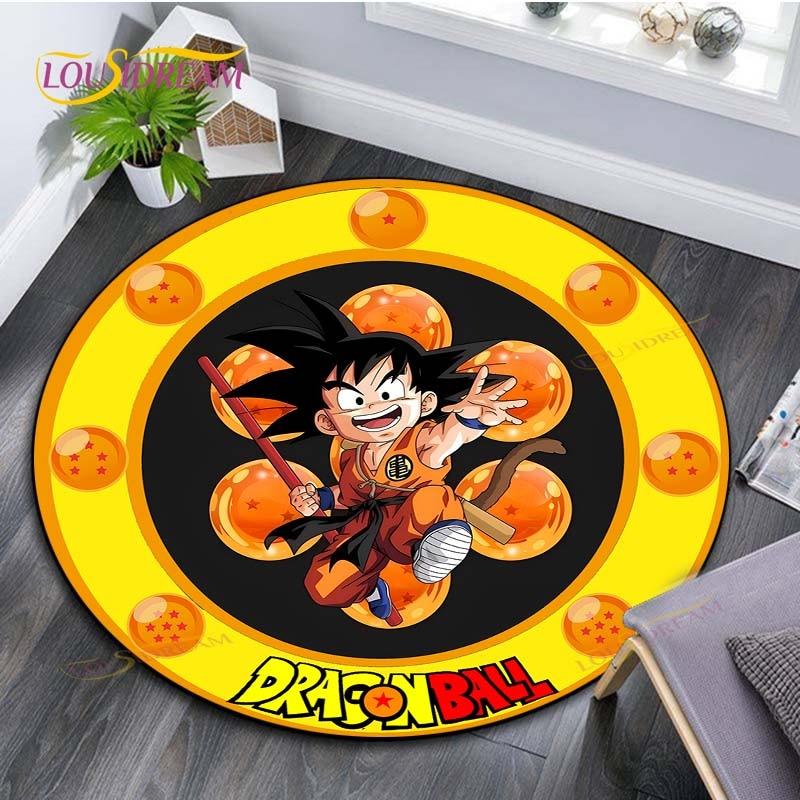 Runder Teppich für Wohnzimmer Teppiche Schlafzimmer Kinder Teppich Badezimmermatte 3D Dragon Ball Goku Druck Bodenmatte Kinderzimmer Teppich