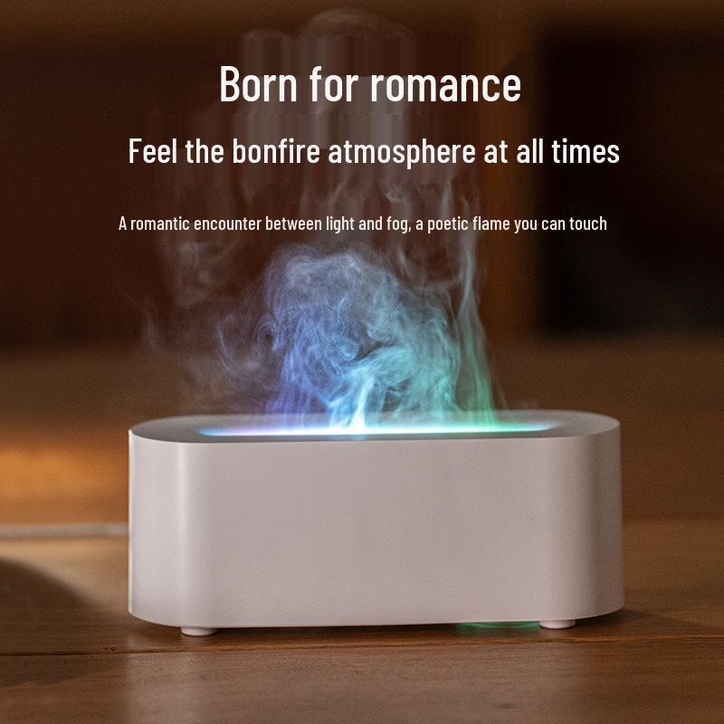 Seven-Color Simulated Flame USB Aroma Diffuser for Home and Office