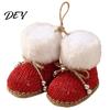 Wool Hanging Boot Ornaments Knitted Christmas Boots Ornaments, Cute Plush Decoration with Winter Festive Decor Bell, Holiday Tree Pendant for
