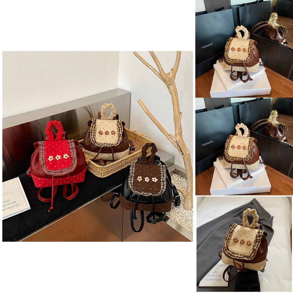 Minimalist Denim Patchwork Small Backpack For Daily Use