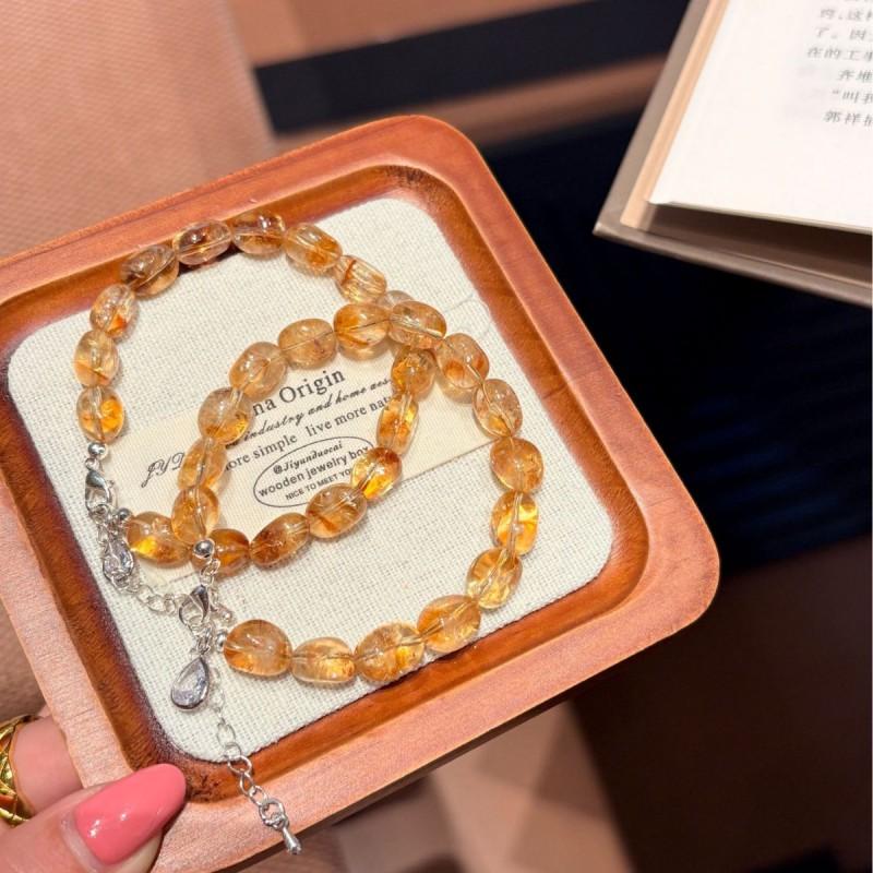 Natural Yellow Tower Crystal Handmade Beaded Bracelet Women Modern Minimalist Style 2026 Collection
