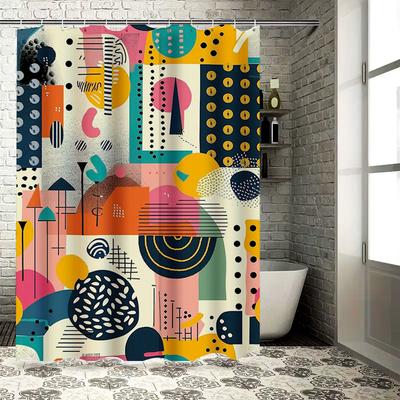 Colorful Patterned Shower Curtain Modern Design For Bathroom Decor Watercolor Print On Polyester Fabric Perfect Gift Idea