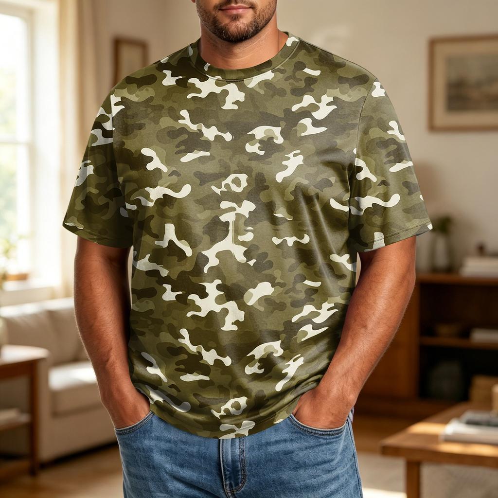 Camiseta Casual de Manga Corta para Hombre de Talla Grande, Cómoda, Transpirable, Corte Holgado, Tejido Suave, Cuello Redondo para el Uso Diario