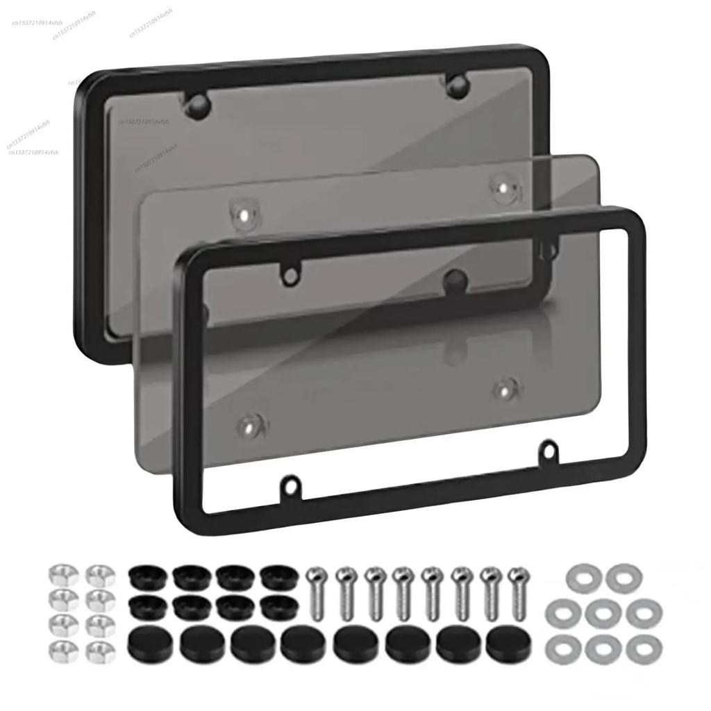 2PCS Universal American License Plate Frame with Screws Number Plate Car Plate Frame 6Inchx12inch for Truck Vehicles Auto