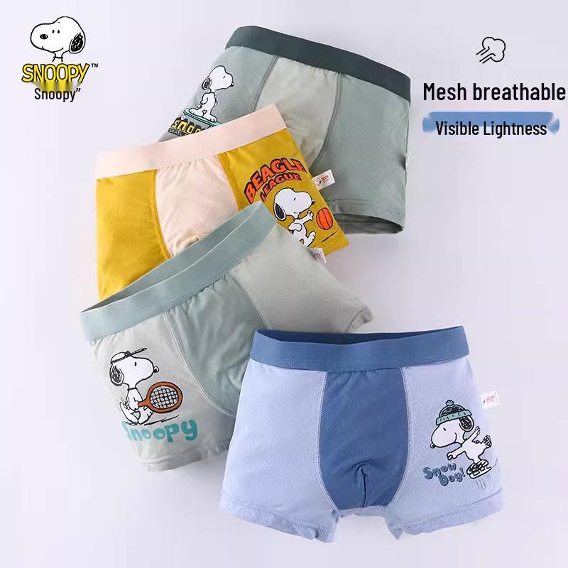 Snoopy Zomer IJszijde Antibacteriële Boxer Briefs voor Jongens, A-Klasse Kinderondergoed