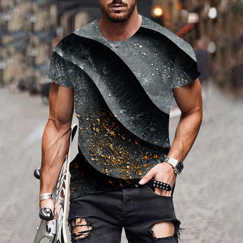 European and American Cross-border Summer Men's T-shirt 3D Digital Printing Short Sleeve LiExpress