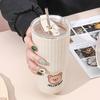 650ml Portable Milk Coffee Cup With Lid Cute Sport Water Cup Mug For Kids Large Capacity Plastic Drinking Cup Tumbler