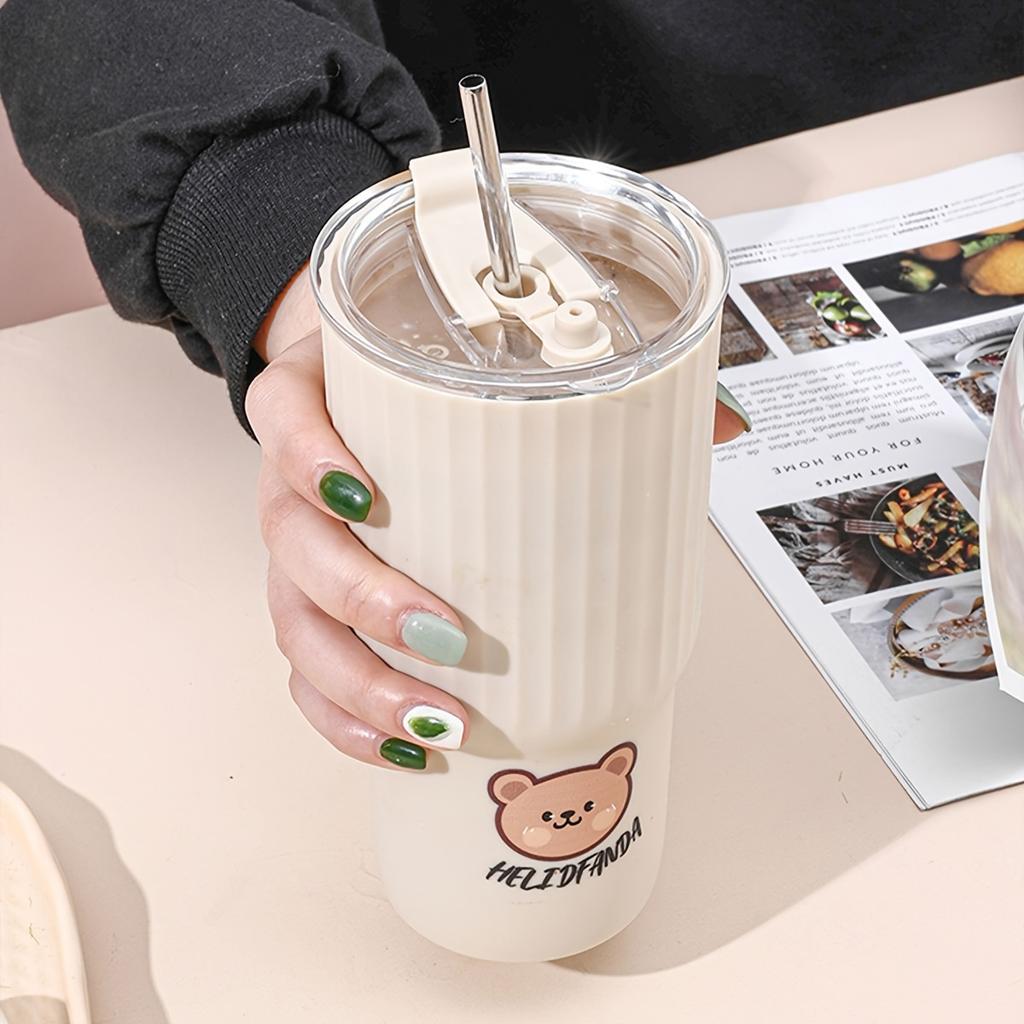 650ml Portable Milk Coffee Cup With Lid Cute Sport Water Cup Mug For Kids Large Capacity Plastic Drinking Cup Tumbler