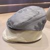Spring and summer new jacquard beret women's fashion Guochao versatile cap Hong Kong style retro satin forward hat