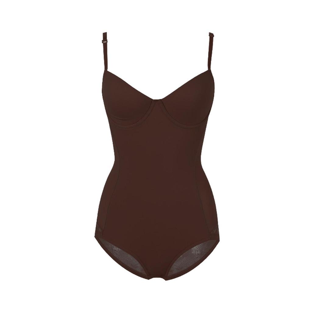 Damski body z ramiączkami spaghetti, modelujące sylwetkę, z wbudowanym biustonoszem, kontrolujące brzuch, wyszczuplające talię, unoszące pośladki, wyszczuplające body