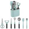 Mit Aufbewahrungshalter Schere Obstmesser Melonenhobel Pflasterwerkzeuge Edelstahl-Sparschäler Küchen-Gadget-Set