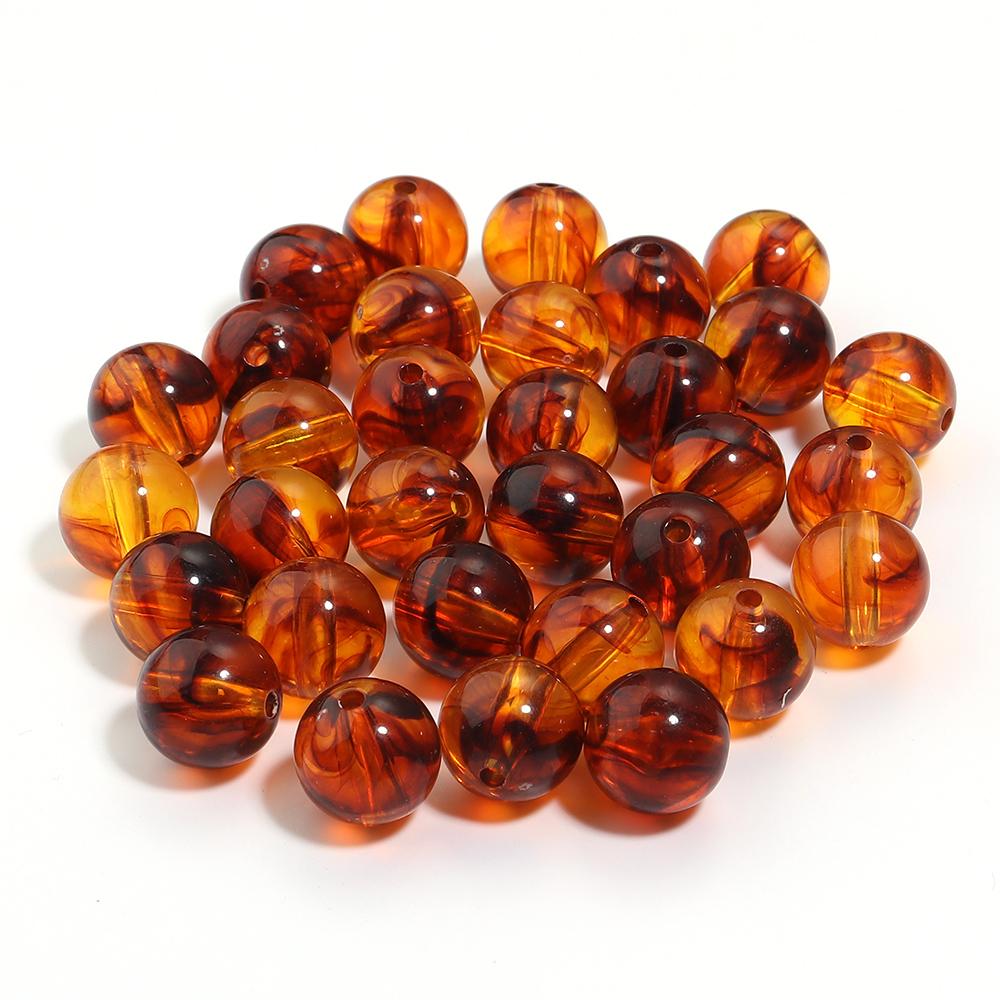 10-200 pezzi 6 8 10 12 14 20 mm Perline Acriliche Ambra Rotonde Sfuse Distanziatori Per Creazione Gioielli Braccialetti Fai-da-te Accessori Collana