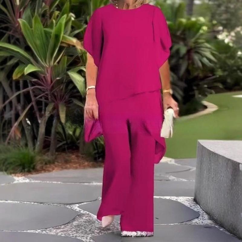 HNXC Women's Fashion Casual Long Sleeve O-Neck Spring Autumn Pants Suits Classic Exquisite