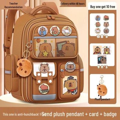 Large Capacity Capybara Cartoon Backpack - Water-Repellent School Bag for Kids
