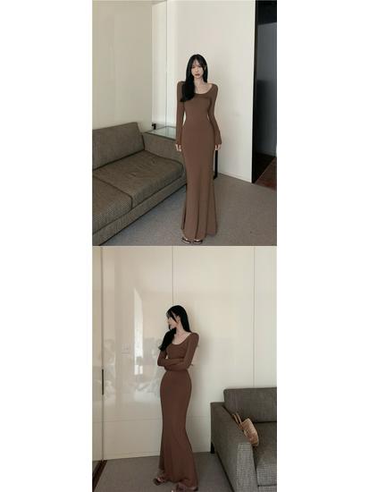 Chic Women's Hip-Hugging Fishtail Dress: Waist-Cinching, Slimming Over-the-Knee Skirt for Spring & Autumn