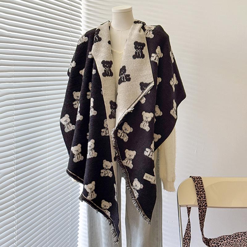  Women's Luxury Cashmere Winter Shawl - Cute Allover Print with Tassels Pashmina Bandana Wrap