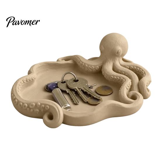Home Office Organizer Tray Octopus Storage Tray, 3D Printing Molding, with Tentacle Groove Integrated for Keys Jewelry Stationery Marine Life Desk