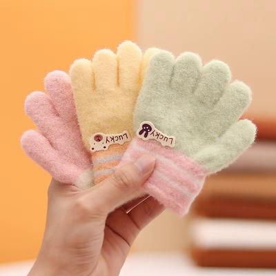 Autumn and Winter New Gloves Fashionable and Cute Cartoon Warm Full-finger Gloves Boys and Girls Thickened Cold-proof Finger Gloves
