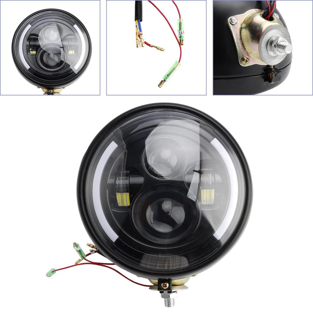 Multifunctional 7" Round Led Headlight Fog Lamp Custom Fits For Racer Bobber Chopper