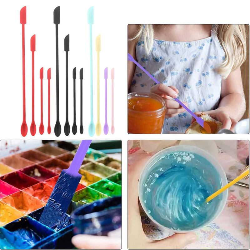 4 Mini Spatula Silicone Makeup Spatula Thin Spatula Set for Skinny Openings Tiny Scraper for Jar,Kitchen Bottle,Cosmetic