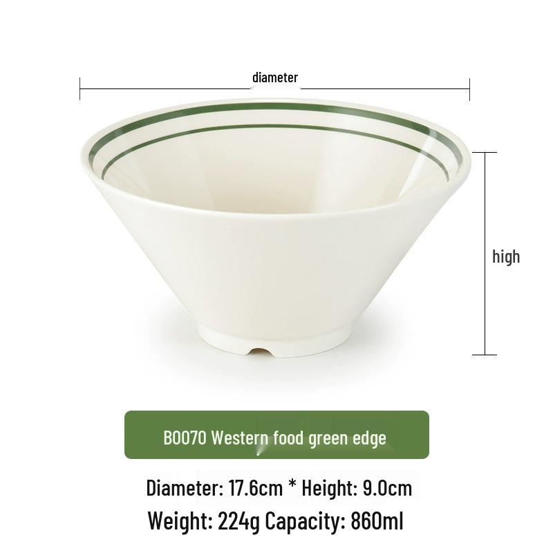 Pink Melamine Ramen Bowl - Creative Conical Hat Design, Imitation Porcelain, Large for Beef Noodle Soup and Mala Tang.