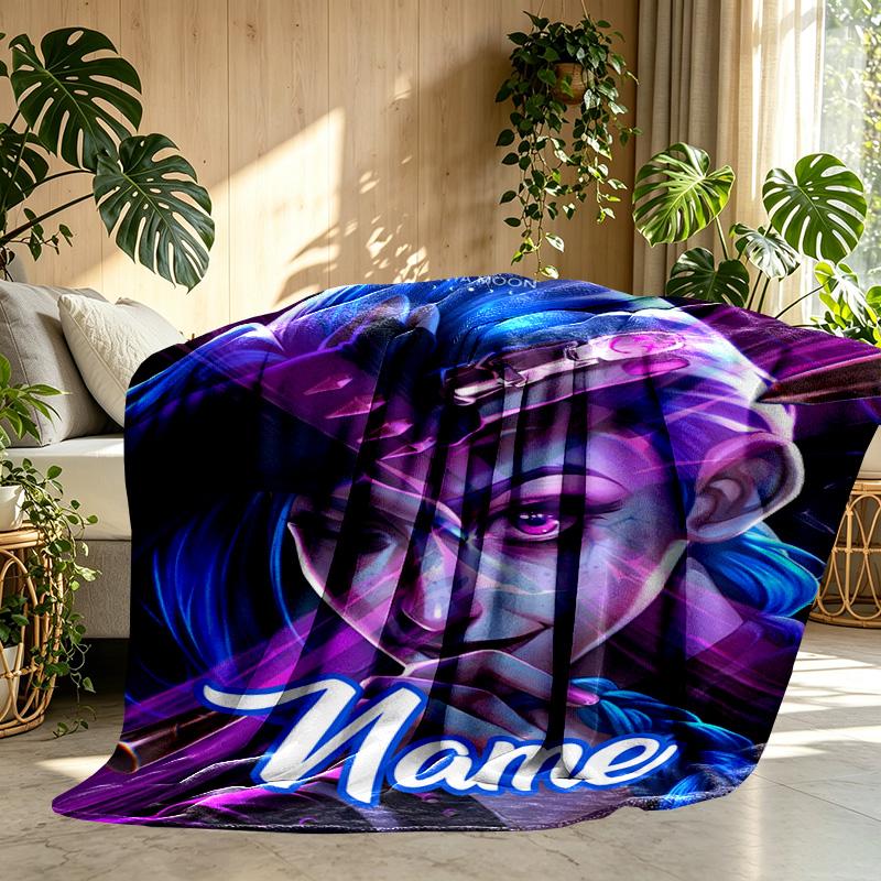 Custom Name Personalized Jinx Print Blanket, Home Decor, Bedroom, Sofa, Camping, Couch, Gifts for Birthday ChristmasEnthusiasts