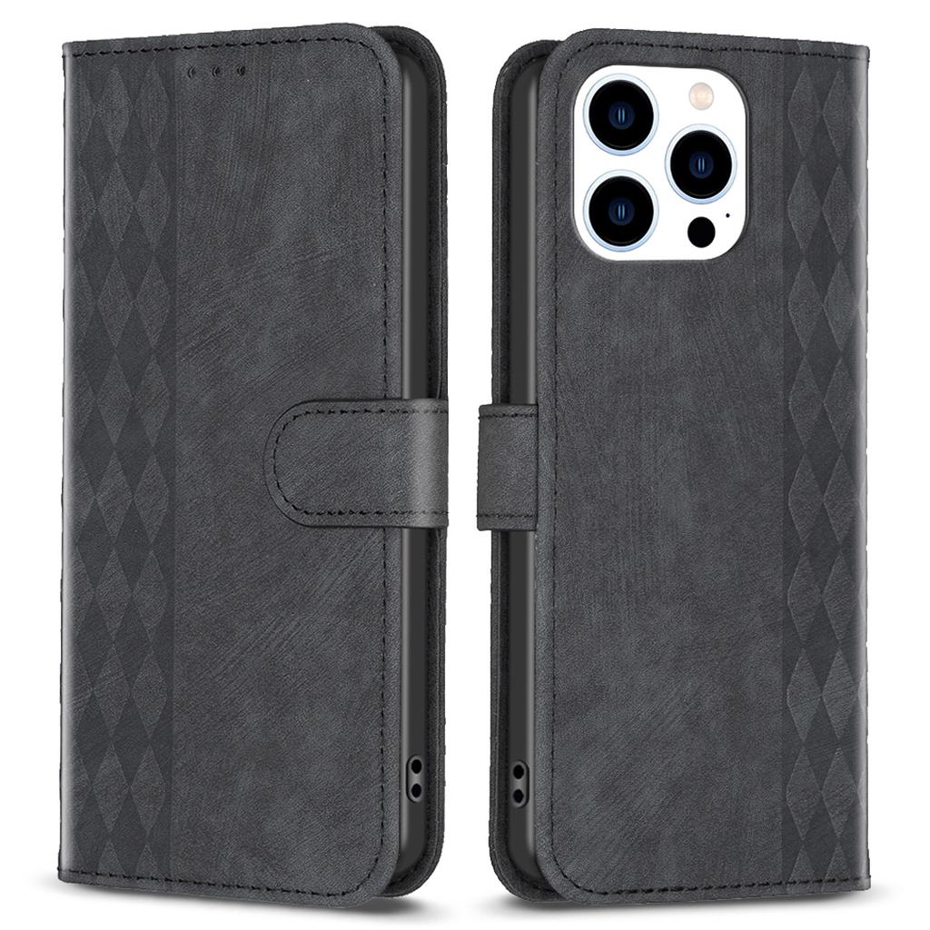 PU Leather Cover for iPhone 13 Pro 6.1 inch Wallet Stand Scratch Proof Imprinted Pattern Flip Phone Case