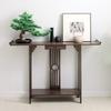 2-Layer Walnut Color Bamboo Entryway Table with Drawer & Storage Shelf, 800 Lbs Capacity Console Table for Living Room, Hallway