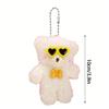 Adorable Furry Keyring Glasses Blush Bear Keychain Animal Shaped Backpack Charm