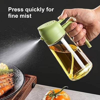 1 db Hordozható Olajspray és Adagoló 2 az 1-ben, 15.89oz Műanyag Konyhai eszközök Főzéshez, BBQ-hoz, Air Fryerhez, Sütéshez, Salátához.