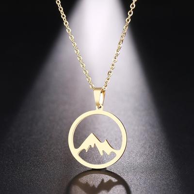 Edelstahl Halskette Für Frauen Und Mann Berg Halskette Gold Und Silber Farbe Anhänger Schmuck Geschenk