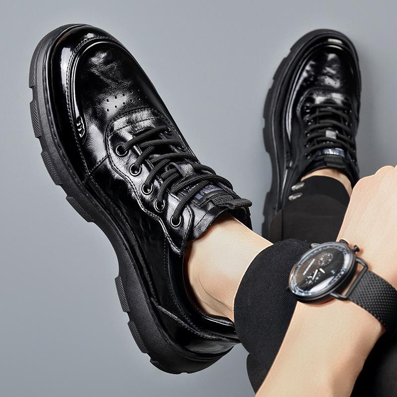 Chaussures à Plateforme en Cuir Véritable pour Homme Mode Baskets Décontractées Homme Printemps Automne Nouveau Designer Semelle Souple Chaussure de Sport d'Extérieur Homme