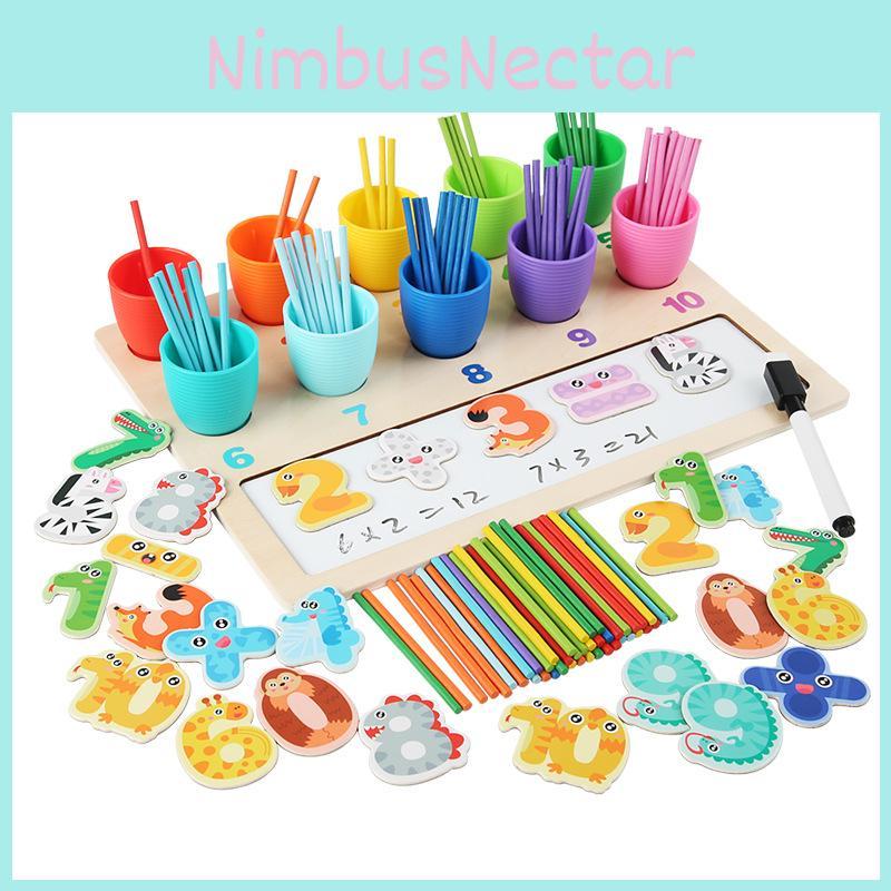 Early Education Number Math Magnetic Sticker Wooden Toy For Toddler Learning And Color Matching