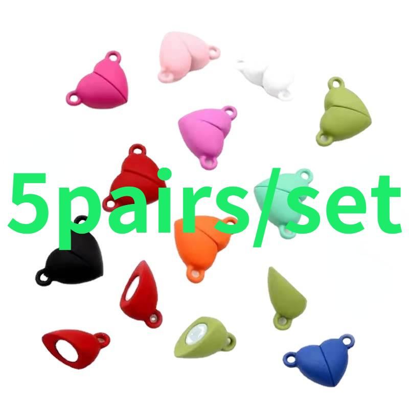 5 pair Heart Magnet Connector Zapięcie End Connector Charms na zapięcia jubilerskie Para Bransoletka Naszyjnik