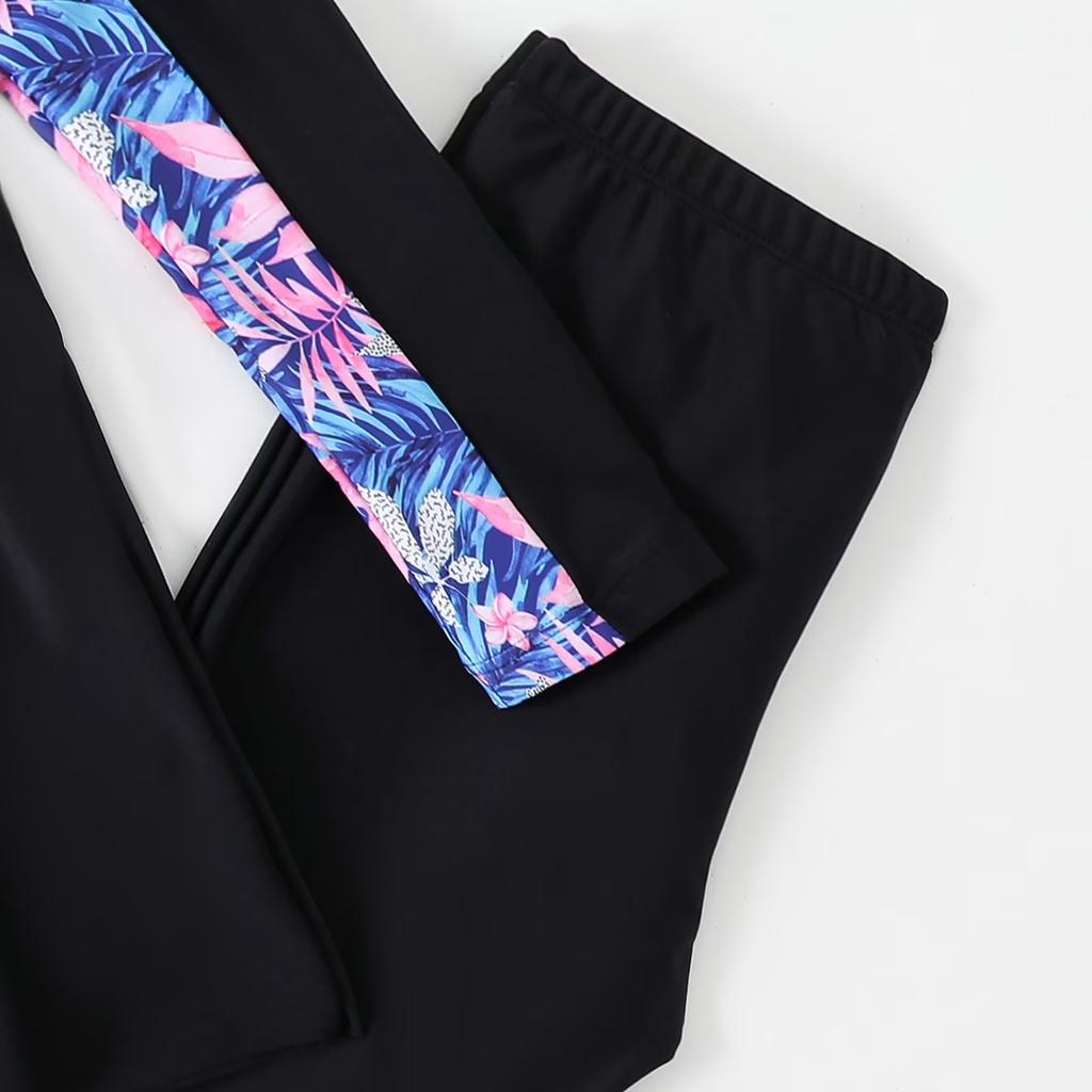 Kinder Langarm Zweiteiliges Badeanzug Set Reißverschluss Vorne Rash Guard Badehosen Strandkleidung für Jungen und Mädchen Sonnenschutz