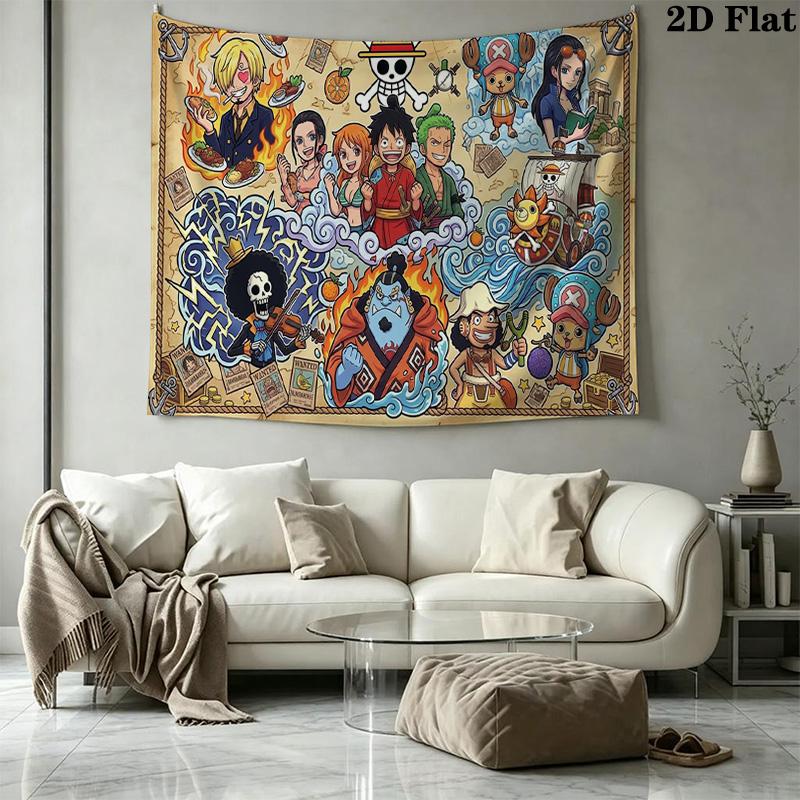 Anime One-Piece Wall Tapestry Aesthetic Wall Hanging Printed Fabric Blanket Decorative Tapestries for Bedroom Living Room Home Decor