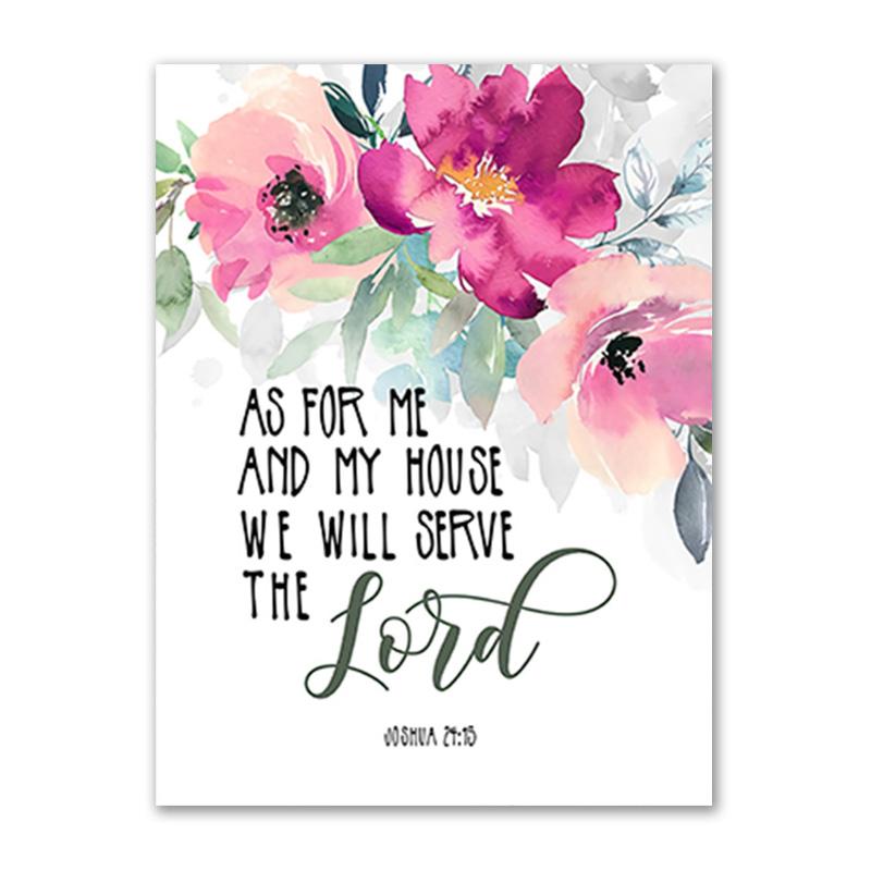 Kwiatowe plakaty akwarela ścienna drukowany obraz werset biblijny płótno sztuka chrześcijańska bóg cytat obraz na płótnie obraz pokój dziecięcy Home Decor