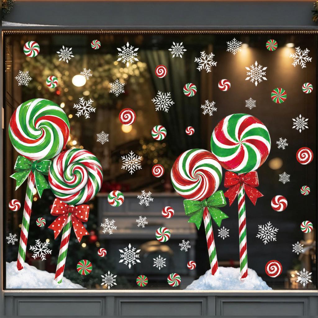 Christmas Static Cling Stickers for Living Room Bedroom Holiday Party Decorations