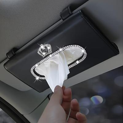 Nieuwe Ling strass kroon auto zonneklep tissuebox hangende papieren handdoekhouder met éénknops startdecoratie ring