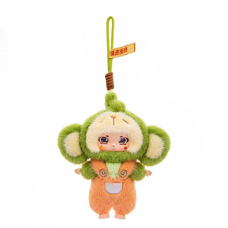 New Peach Fox Plush Toy Children's Monkey Doll Backpack Hanging Ornament Healing Table Birthday Gift