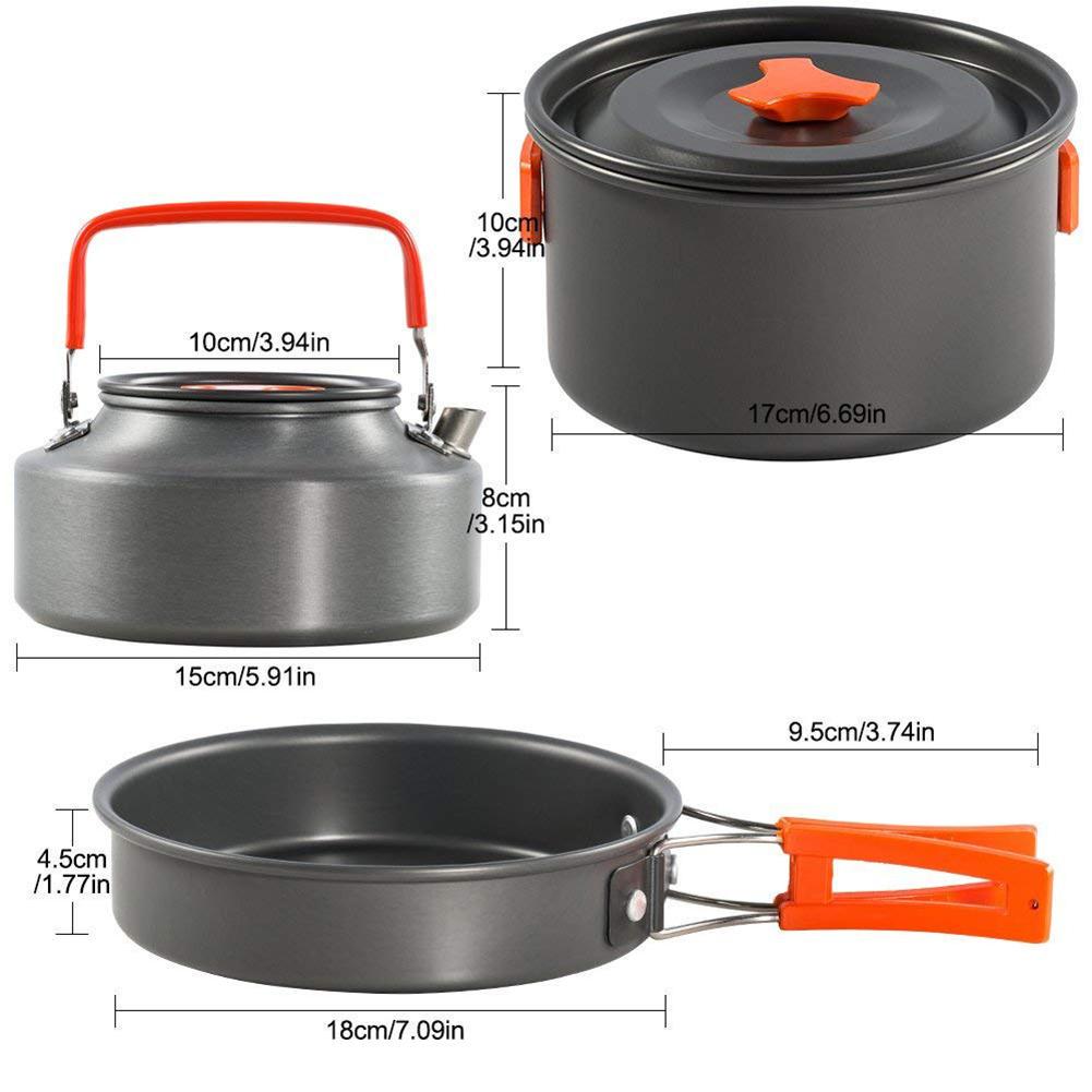 Set Pentole Da Campeggio Gonex - 11 Pezzi Antiaderenti Portatili Per Trekking, Picnic E Cucina All'Aperto