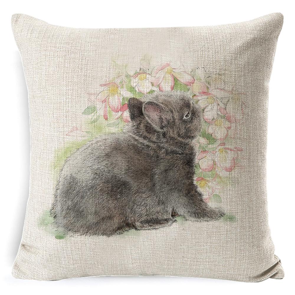 New Digital Printing Easter Theme Pillow Cover Cushion Cover Cute Bunny Truck Animal Pillow Cover
