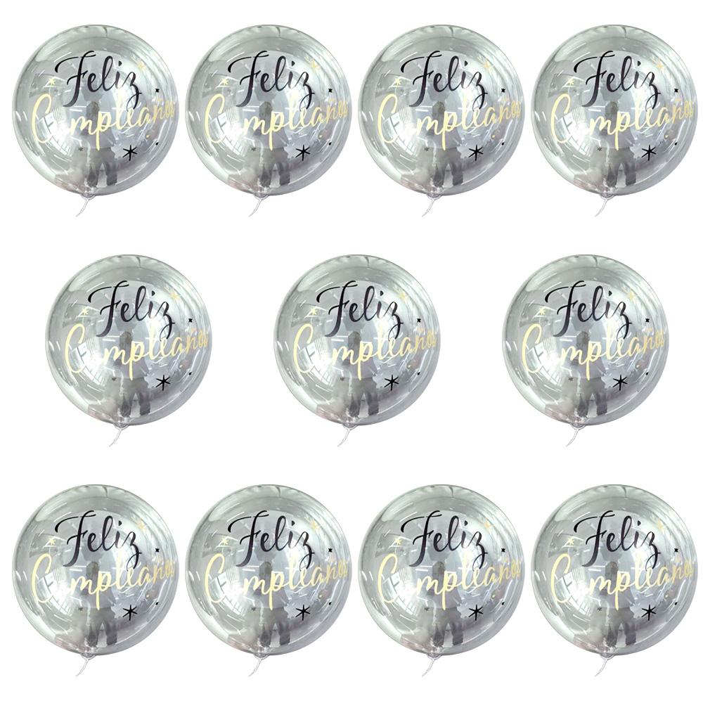 10inch Bobo Balloons Happy Birthday - Spanish 10 Pieces Suitable for Birthday Parties, Holiday Parties, Anniversaries, Decorative Supplies Other
