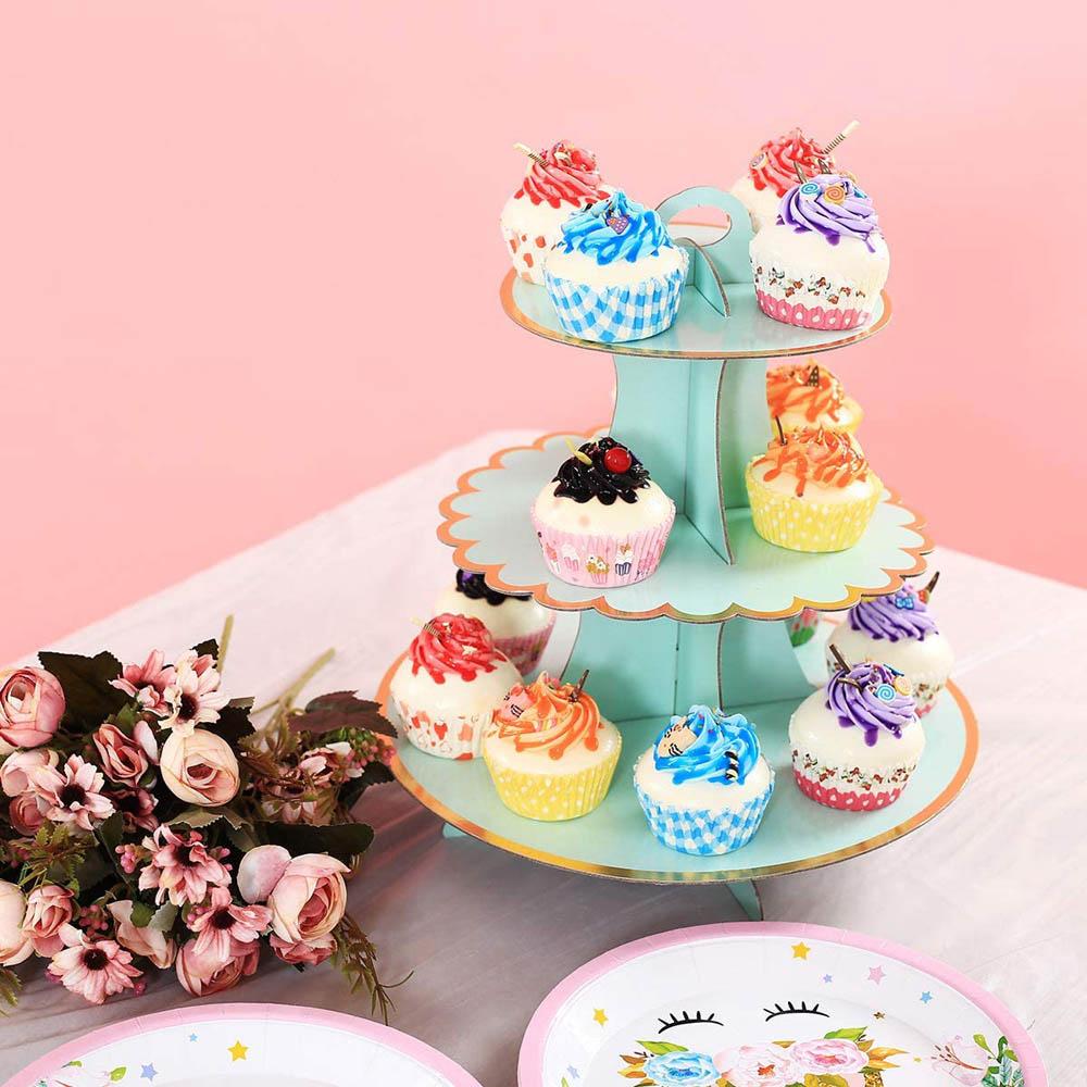 Cake Stand Afternoon Tea Wedding Plate Party Tableware 3-Layer Disposable Cake Stand Tower Suitable for Birthday Party