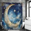 Simple Moonlit Night Shower Curtain Washable Dirt-Resistant Shower Head Waterproof Polyester Bath Curtain For Home Decor