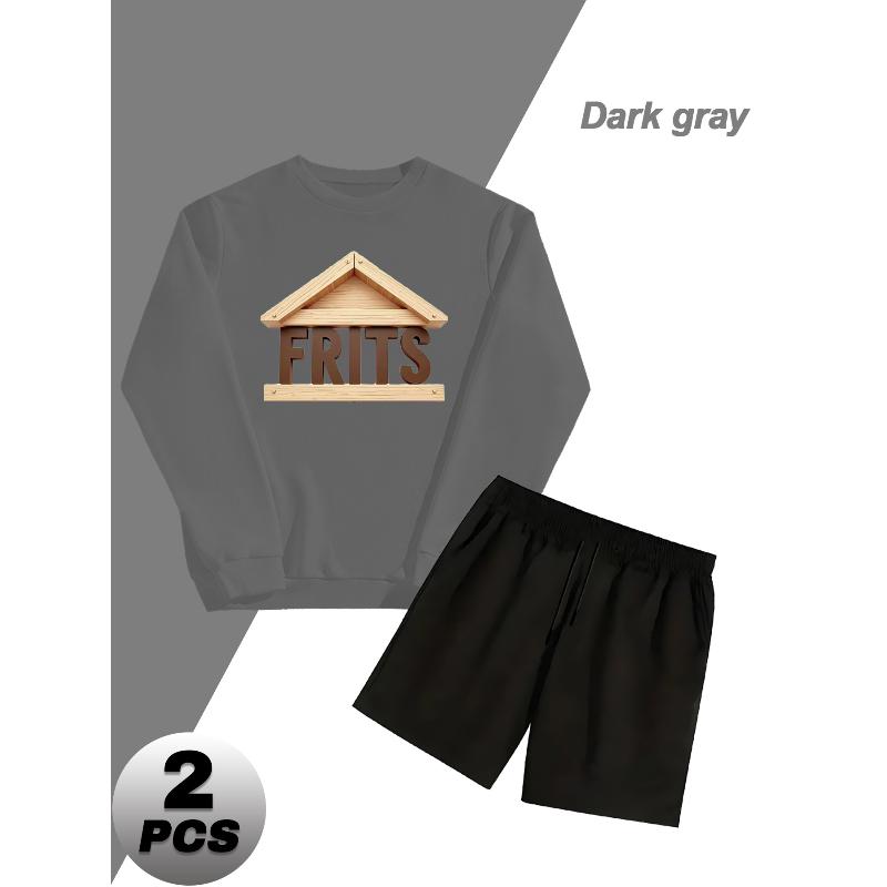 Sweatshirt and Elastic Shorts Men s Polyester Set Casual Tracksuit S