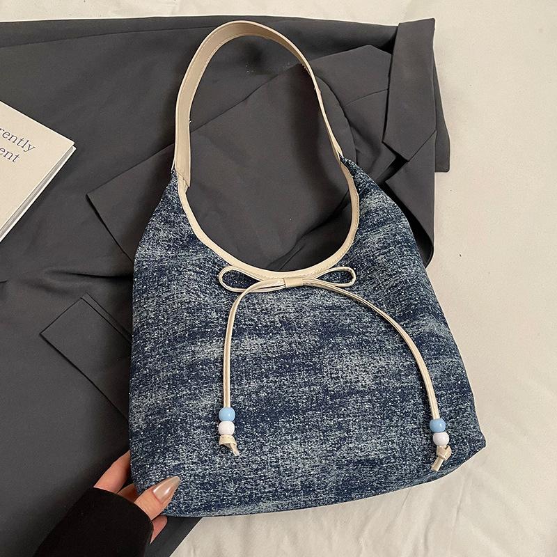Trendy New Style Fashionable Casual Style Star Denim Underarm Tote Bag Versatile Commuter Light Shoulder Bag