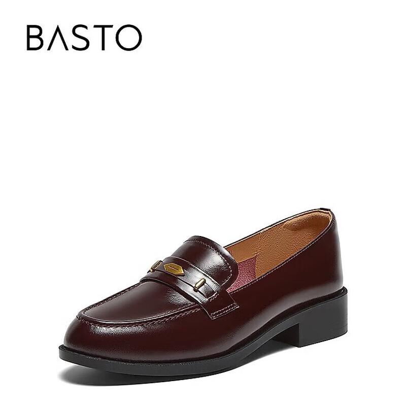 

BASTO Women s Chunky Heel Loafers A4711AA5 36